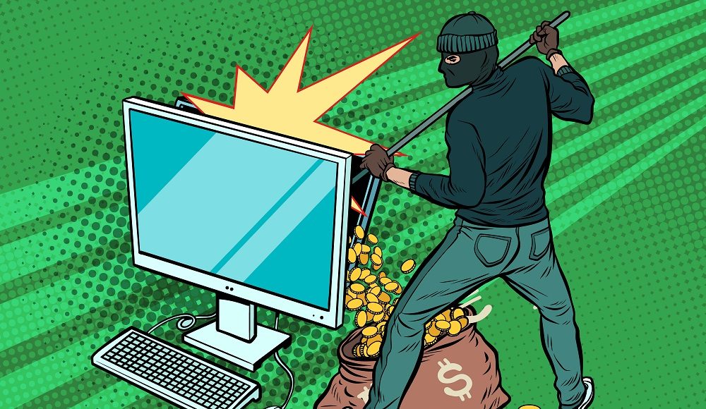 Online,Hacker,Steals,Dollar,Money,From,Computer.,Pop,Art,Retro