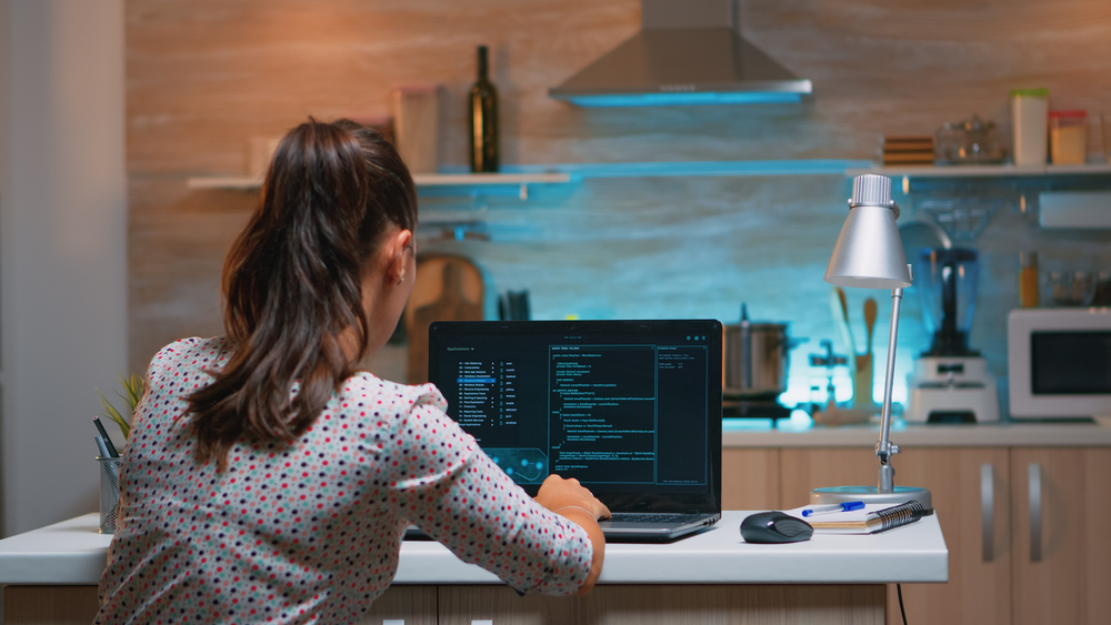 Woman,Remote,Thief,Stealing,Data,From,Company,Hacking,System,From