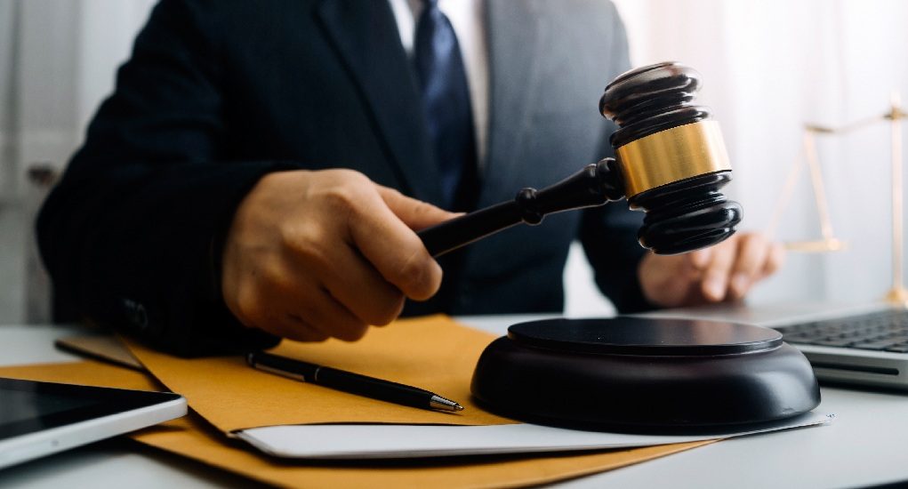 Justice,And,Law,Concept.male,Judge,In,A,Courtroom,With,The