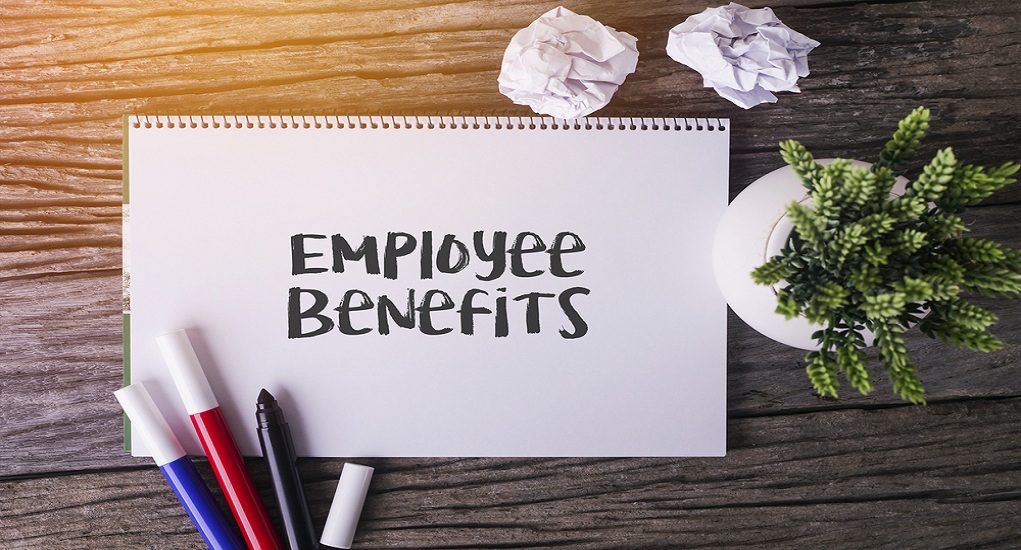 Employee,Benefits,Word,With,Notepad,And,Green,Plant,On,Wooden