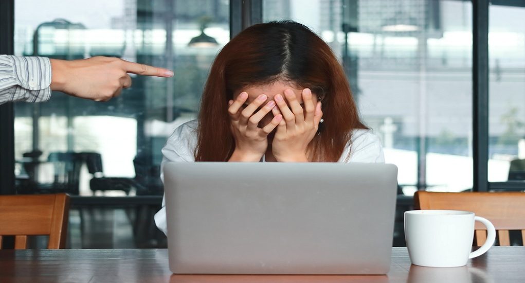 Frustrated,Stressed,Young,Asian,Business,With,Covering,Is,Being,Pointed