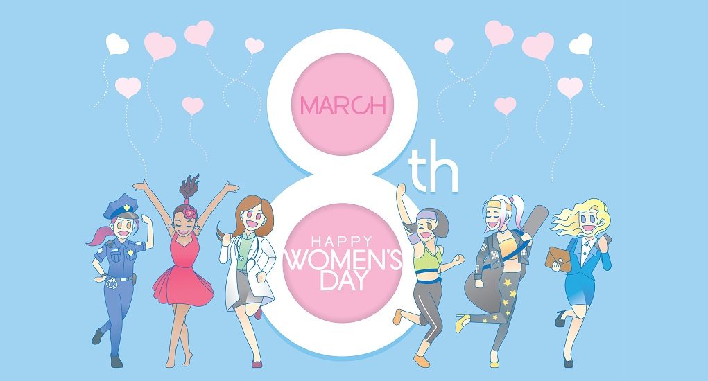 A,Group,Of,Modern,Females,Celebrating,International,Women's,Day.,Vector.