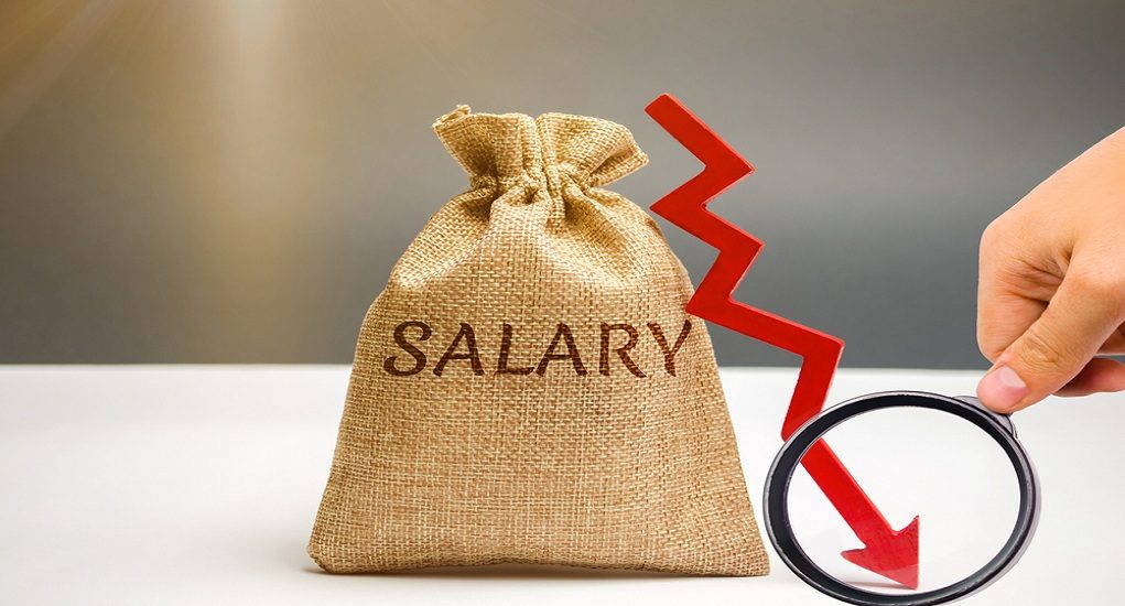 Money,Bag,With,The,Word,Salary,And,Arrow,To,Down.