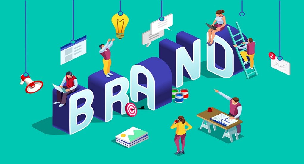 Brand,Vector,Text,With,Employers,Working,On,Branding,Design.,Flat