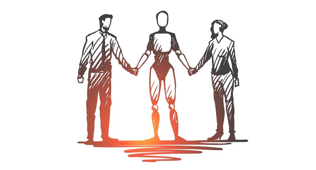 Communication,,Hci,,Automation,,Businessman,,Partnership,Concept.,Hand,Drawn,Partners,Hold