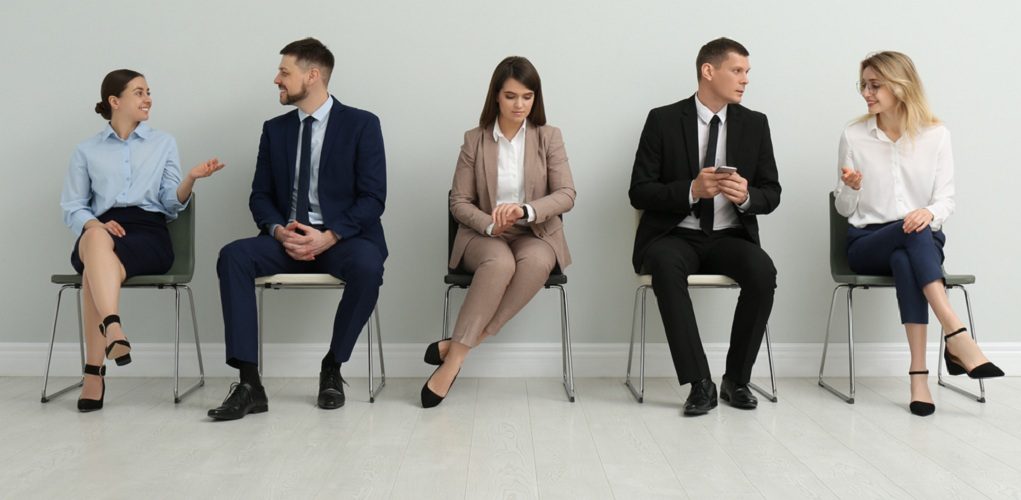 People,Waiting,For,Job,Interview,In,Office,Hall